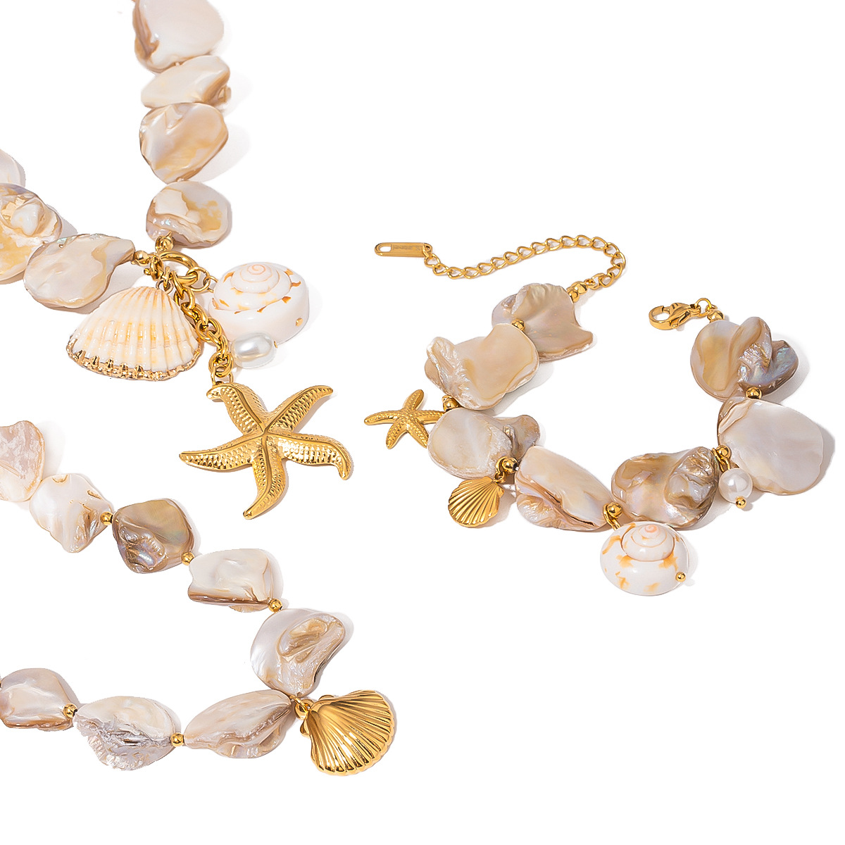 Picture of Jieding Ocean Series Stainless Steel Shell Necklace Starfish Bracelet Beach Style Summer Jewelry European and American Cross-border Jewelry