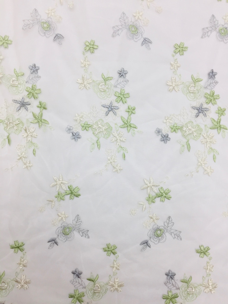 Picture of Original Nylon Mesh Full Embroidery Garment Fabric Multicolor Embroidery Floral Fabric in stock Supply Large Cong