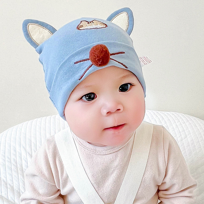 Picture of Katu Bear Infant Hat Spring & Fall 3-6-12 Months Male and Female Baby Pullover Hat Cotton 100-Day Sleeping Hat