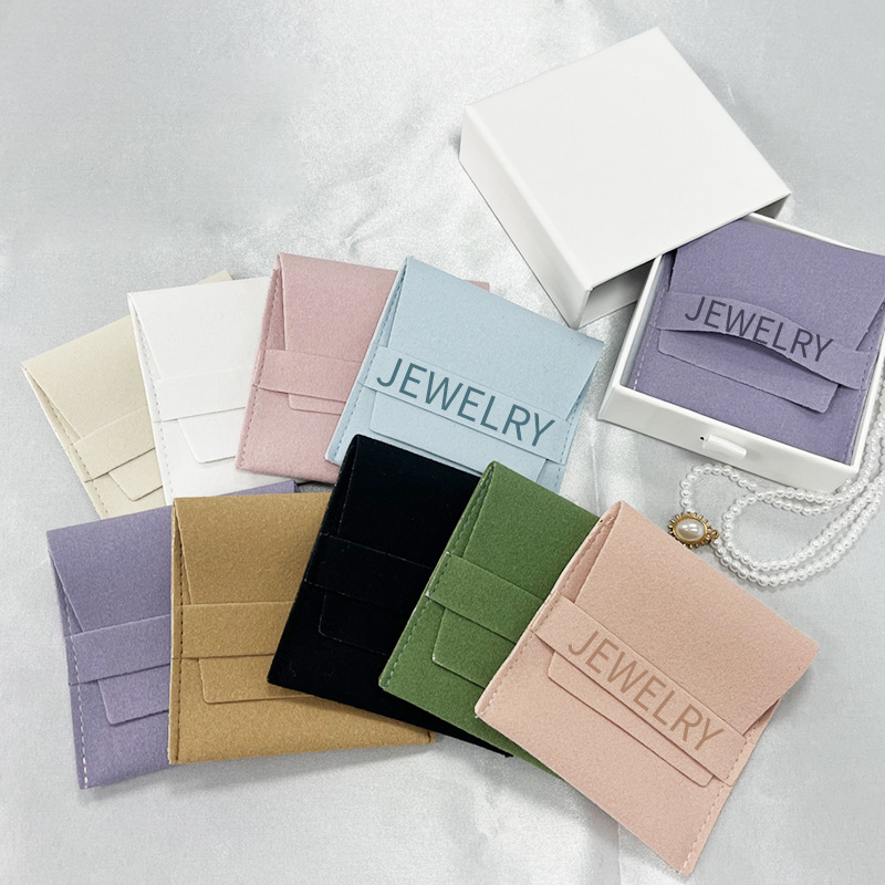 Envelope Bag High-grade Faux Leather Jewelry Bag Pendant Necklace Bracelet Small Cloth Bag Jewelry Storage Flip Bag