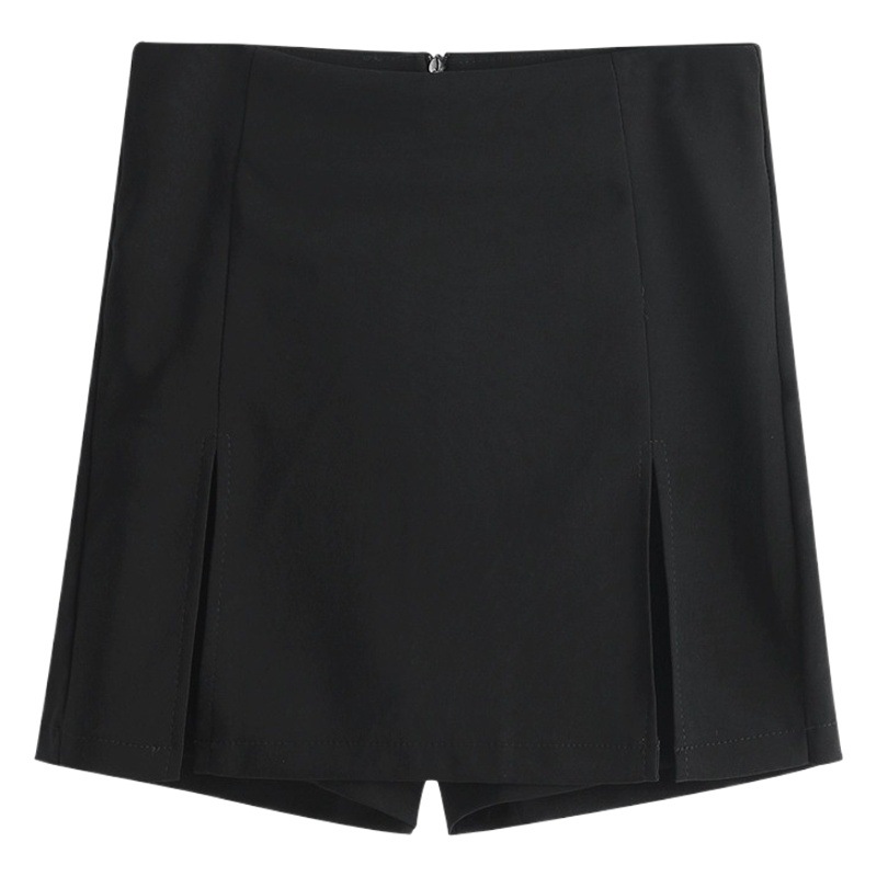 Split skirt women's autumn 2023 new super popular pantskirt elegant popular black high waist slimming A- line skirt