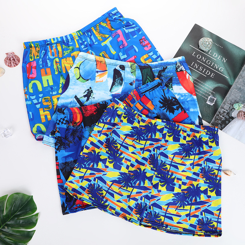2025 Men's Boxer Beach Pants, Loose Quick-Drying Pants, Fashionable and Youthful Adult Swimming Pants, Plaid Hot Spring Swimming Pants