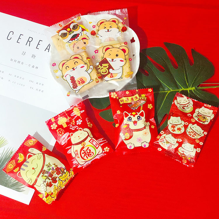 Factory in stock New Year new original cow snowflake crisp small packaging nougat machine seal bag festive red wholesale can be set
