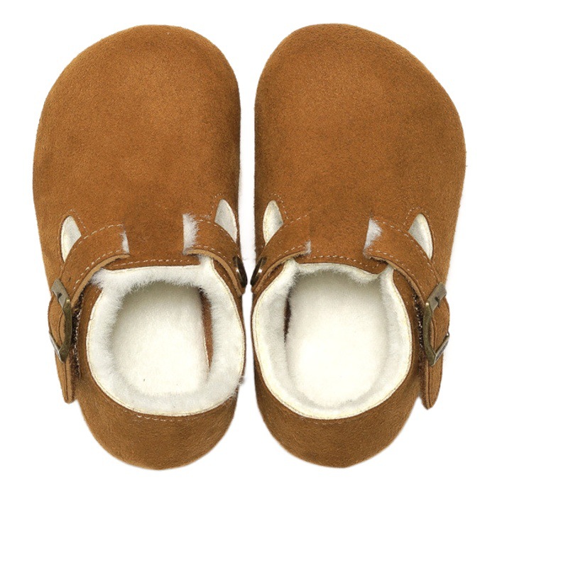 RUIZUSTOCK Wise Foot Winter Children's Cork Casual Shoes fleece-lined Boys Cotton Shoes Frosted Girls Leather Boots Thickened