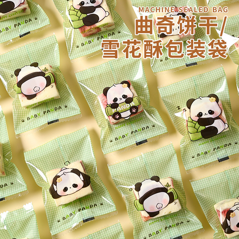 Cute Cartoon Cookie Packaging Bag Transparent Snowflake Crisp Machine-sealed Bag Candy Self-sealing Bag Baking Independent Self-adhesive Bag