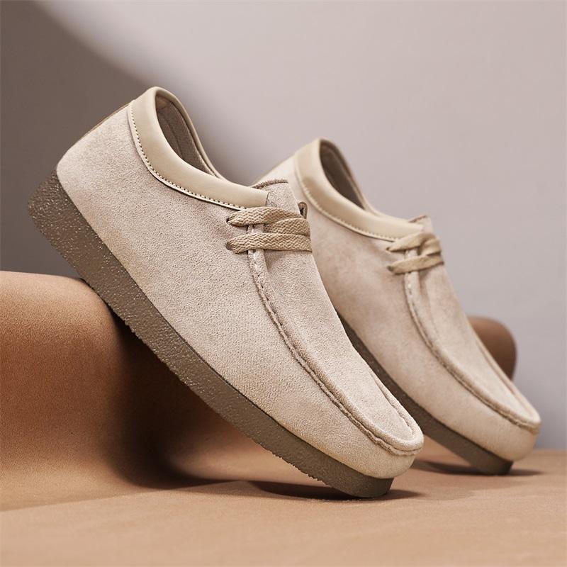 2025 Spring and Summer Leather Frosted Snail Shoes Internet Celebrity Hot Style Soft-Soled Casual Leather Shoes One-Leg Beanie Shoes Men's Shoes