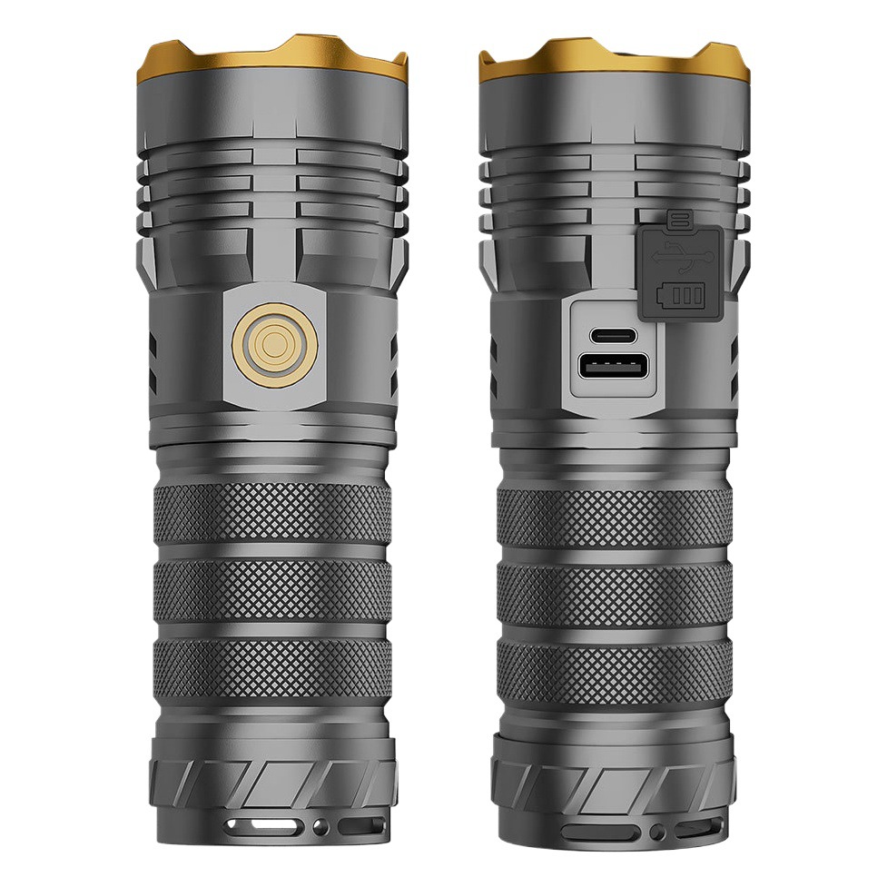 Cross-border outdoor strong light long shot white laser flashlight aluminum alloy telescopic zoom home fast charge emergency flashlight