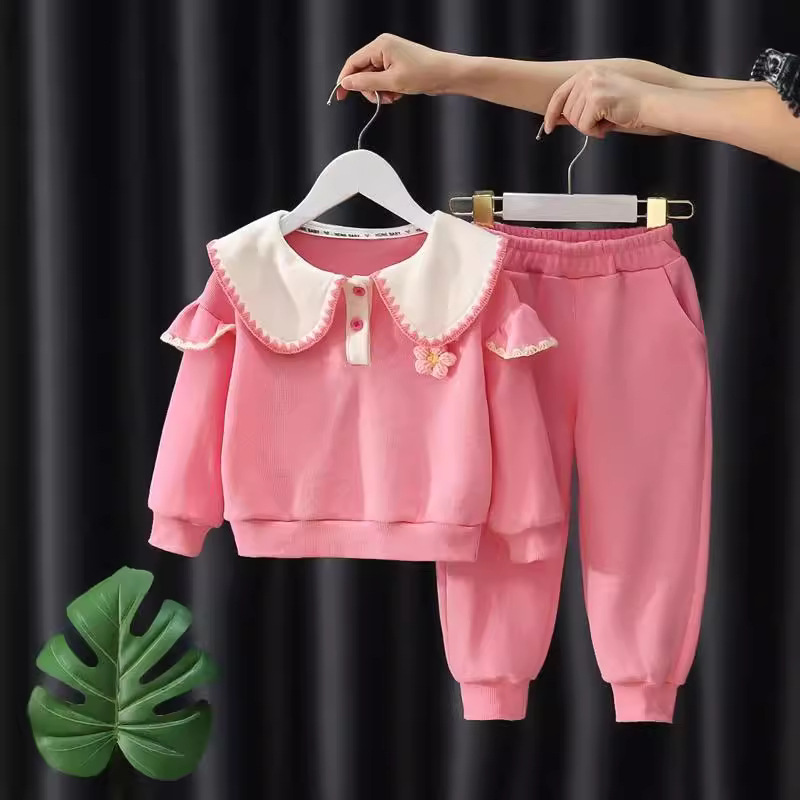 Girls' Autumn Clothes suit 2024 New Children's Korean-style Sports Two-piece Western-style Baby Girl's Autumn Clothes