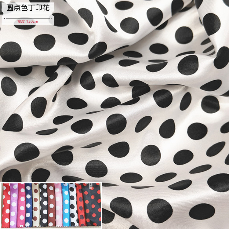 1cm polka dot printed fabric polyester satin printed silk scarf clothing lining fabric sexy underwear cheongsam fabric