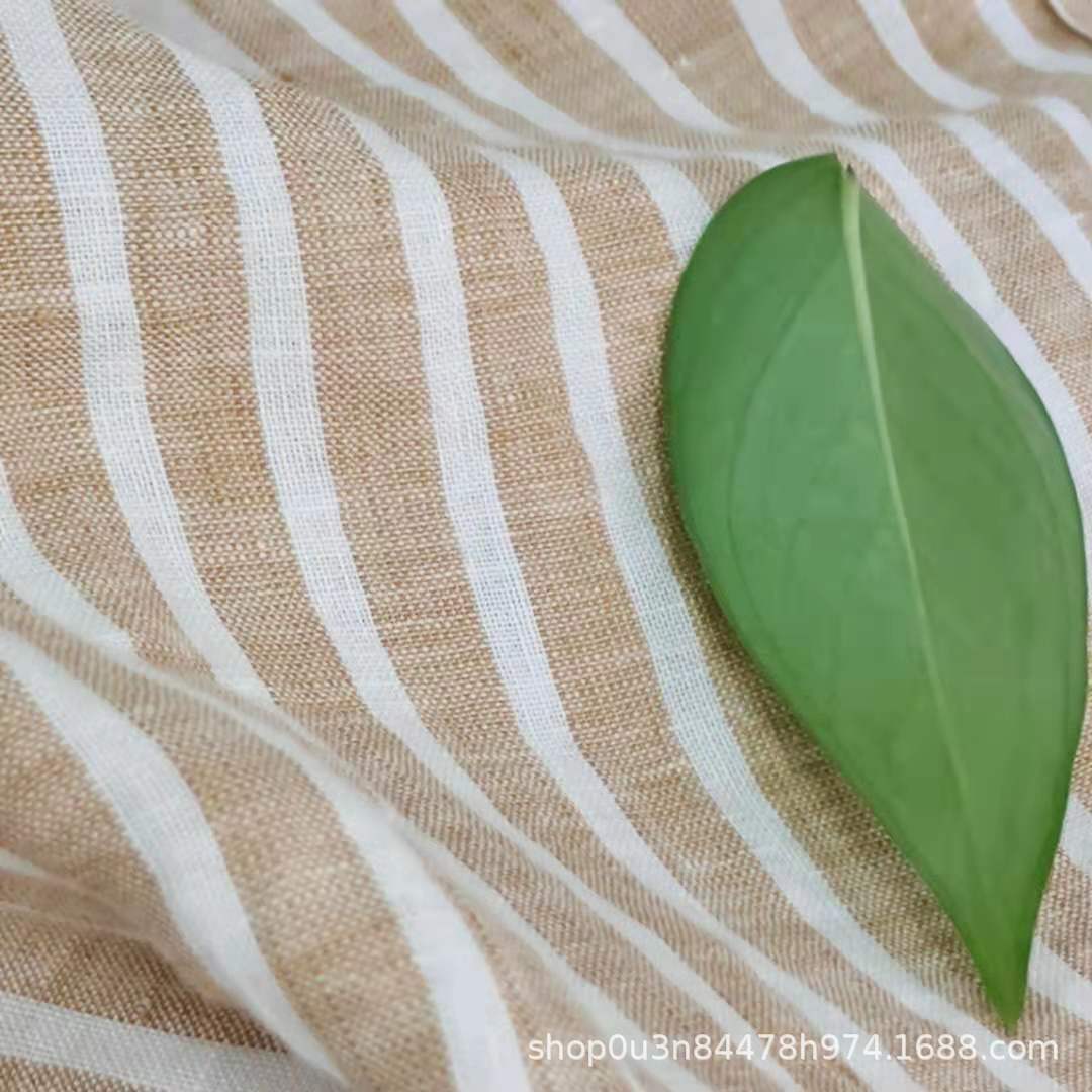 Picture of Pure Linen Yellow and White Strips 280CM Enzyme Washing Material Linen Quilt Cover Fabric Linen Quilt Quilt Washed Cloth