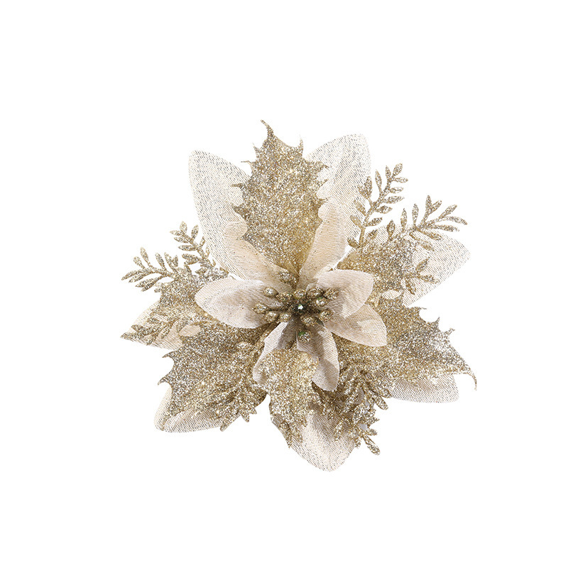 Picture of Christmas Decoration Flower Red Artificial Flower Christmas Wreath Accessories Holiday Christmas Tree Decoration Gold Pink Christmas Flower