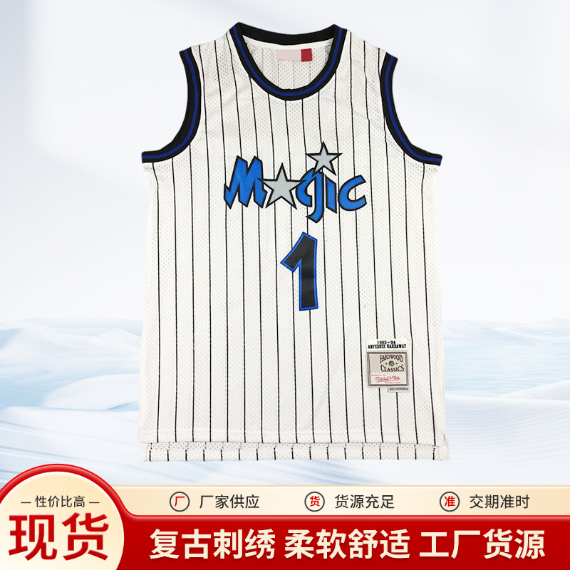 Magic 1 Hardaway White Retro Mavericks Embroidered Basketball Sportswear Foreign Trade Wholesale Domestic Wholesale