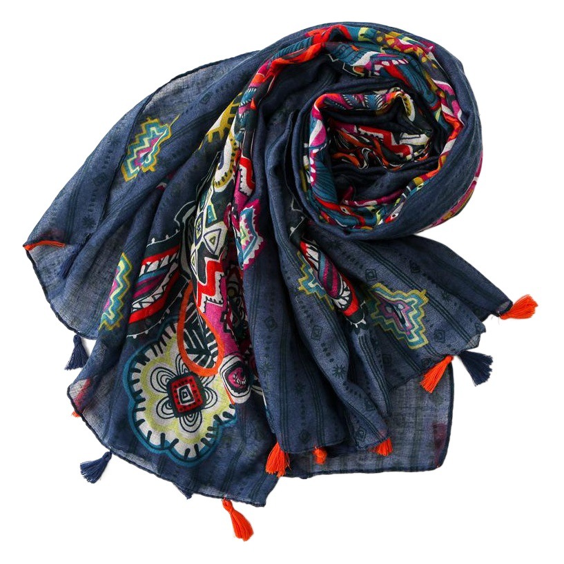 Spring and Summer New Fashion Street Shot Long Handmade Tassel Scarf Bohemian Beach Travel Sunscreen Scarf Women