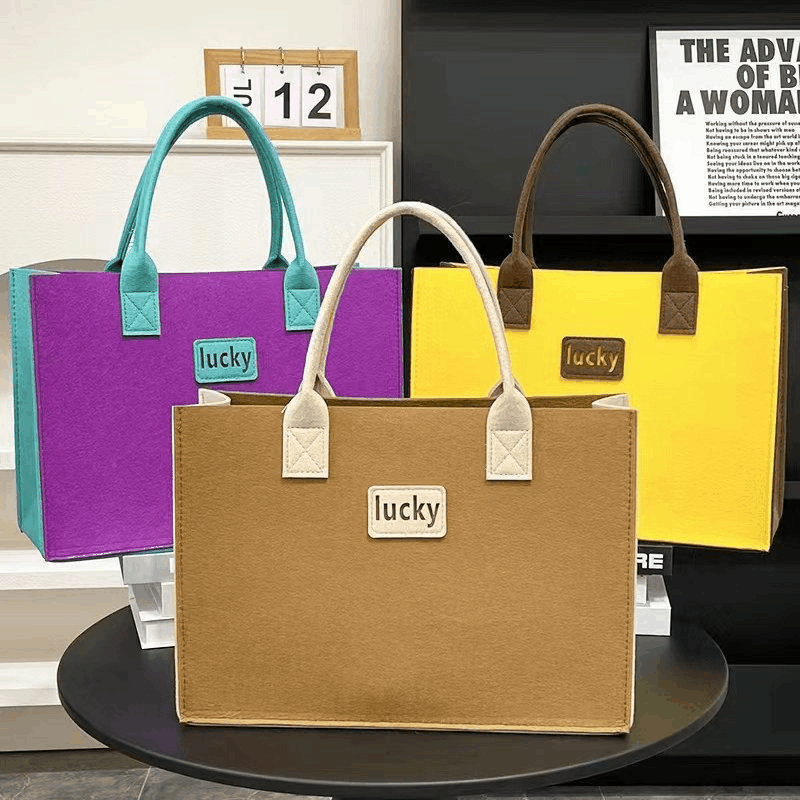 New ladies mummy contrast color handbag tote bag fashion large capacity Open felt shopping bag manufacturers
