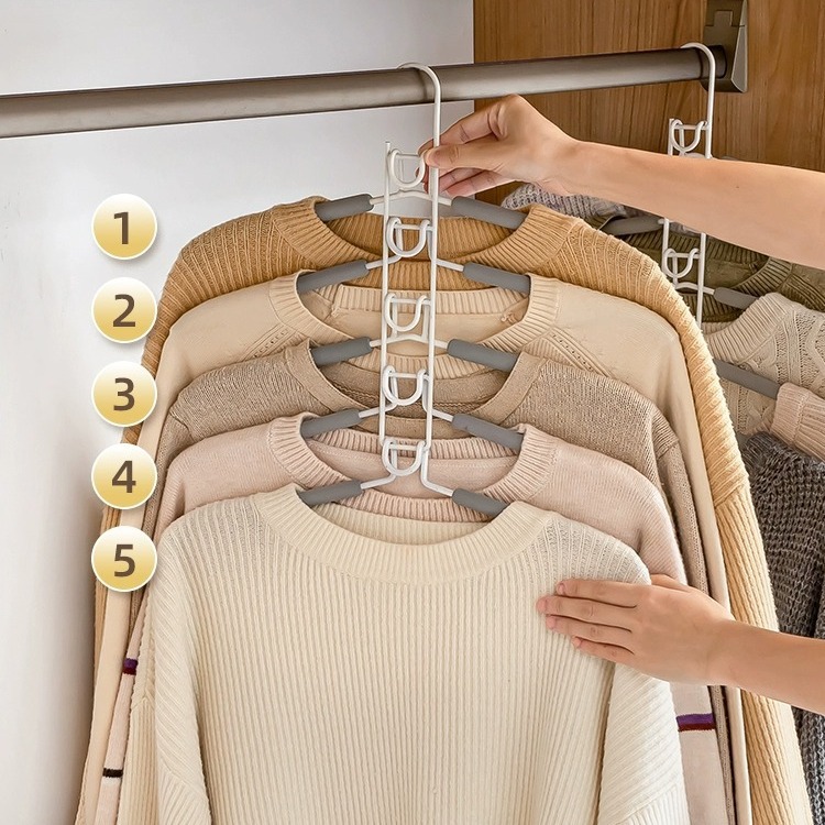 Picture of Space-saving Multi-functional Multi-layer Hanger Hook Magic Home Wardrobe Storage Artifact Hanging Clothes Rack Folding Brace