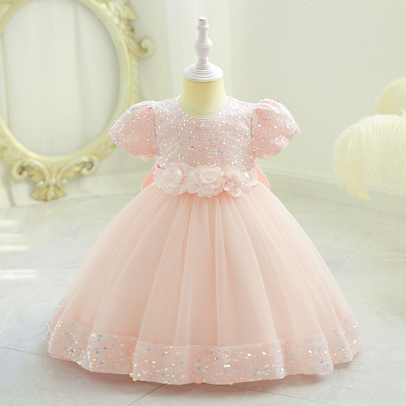 Picture of One-year-old dress baby girl children's dress Princess dress flower girl wedding dress puffy skirt Europe and the United States foreign trade wholesale cake skirt
