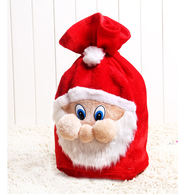 Christmas decorations Christmas high-end Old Man gift bag Christmas gold velvet old man face gift bag