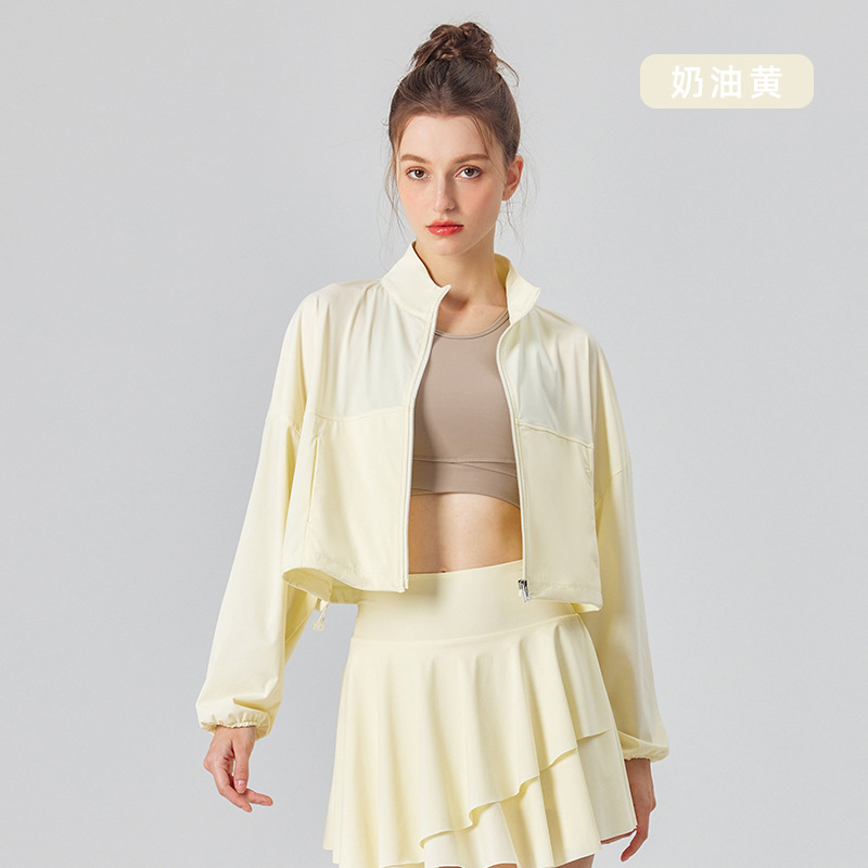 Picture of Vertical Collar Pocket Cool-feeling Sunscreen Clothing UV-resistant Women's Outdoor Sports Fitness Jacket Loose Breathable Casual Top