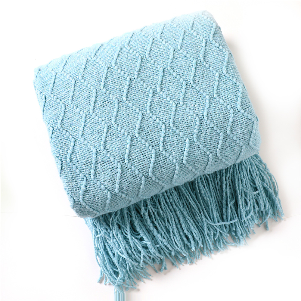 Picture of INS Sofa blanket Cover blanket Knitted Small blanket Diamond Nap blanket Air-conditioning blanket Bed Cover blanket Lunch Break blanket