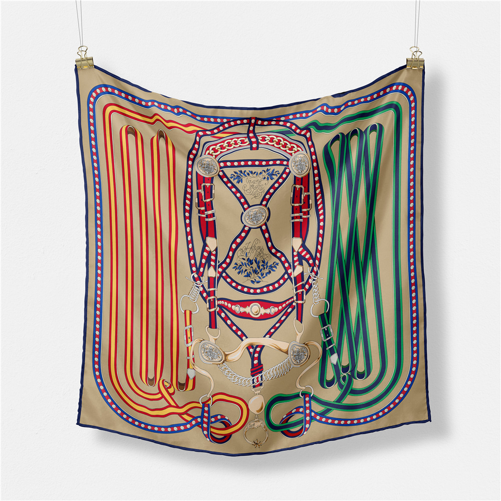 Picture of New 53cm Fashion Small Square Scarf Taiwan Version Printed Twill Satin Machine Fine Rolled Edge Women's Scarf Headscarf Wholesale