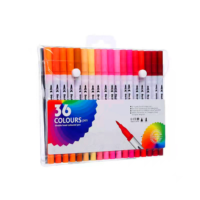 Picture of Children's brush water-based soft head double watercolor pen color washable soft head pen set