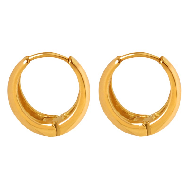 French Style Ins Style Niche Light Luxury Design Elegant C- shaped Simple Basic All-match Earrings Titanium Steel Earrings Women's Jewelry