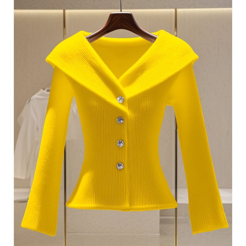 Cross-border Autumn Fragrance Solid Color Sweater 2024 Advanced Design Sense Niche Temperament Socialite Knitted Sweater