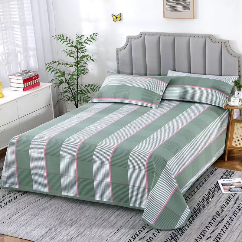 Picture of Summer Pure Cotton Coarse Cloth Cooling Mat Bed Sheet Three-Piece Set Kang Sheet Coarse Cloth Single Piece Linen Quilt Kang Sheet Houndstooth Pattern