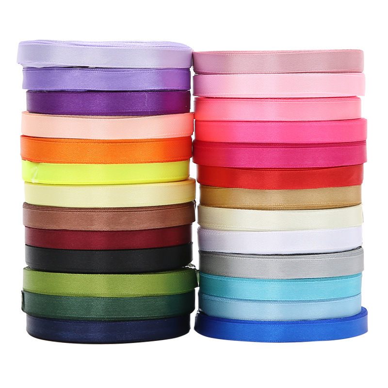 Picture of Solid color bow polyester silk ribbon bouquet wrapping paper material handmade diy gift ribbon 1cm wholesale