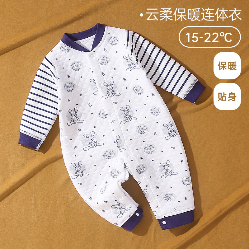 Picture of Baby Padded Cotton Jumpsuit Spring and Autumn Style Warm Winter Unisex Baby Sleepwear Romper Outfit National Trend