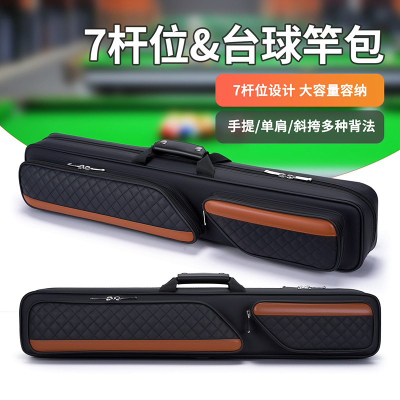 1/2 Billiard Cue Bag Leather Film Waterproof Nine-Ball 7-Hole Large-Capacity Barrel Cue Bag Printed Logo Cross-Border Fashion Billiard Cue Bag