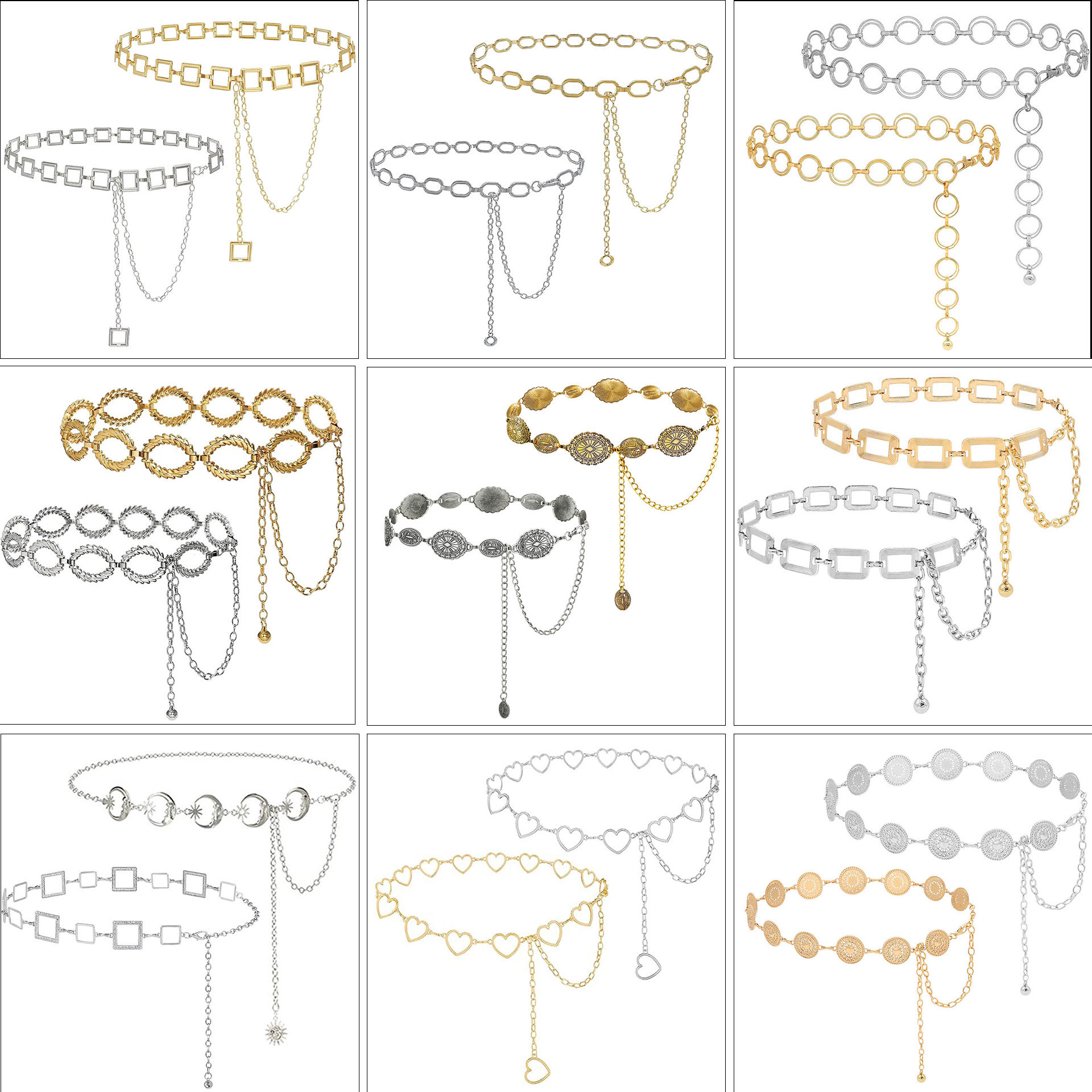 Cross-border waist chain women's niche high-end metal waist chain pants chain fashion Joker clothing accessories belt waist chain wholesale