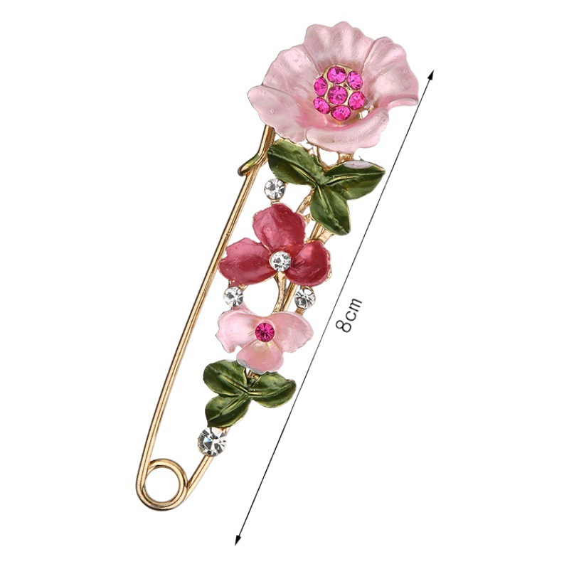 Europe and the United States new flower rhinestone painting oil pin fashion ladies clothes accessories brooch silk scarf cardigan collar pin wholesale