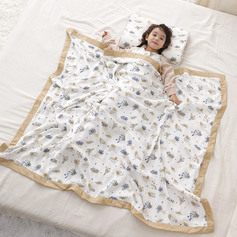 Bamboo Cotton Yarn Blanket Baby Children Blanket Newborn Four-layer Gauze Air-conditioned Room Gauze Anti-kick Quilt Digital Printing