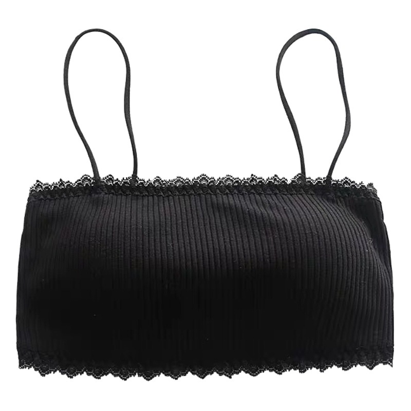 Cross-border One-line Wai Pure Cotton Sling Strapless Beautiful Back Girl's Non-steel Rings with Chest Pad with Row Buckle Underwear Student