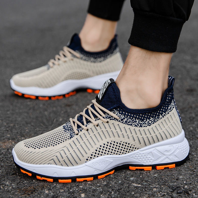 2023 foreign trade new spring Korean fashion casual shoes men's sneaker mesh fly woven sports running shoes