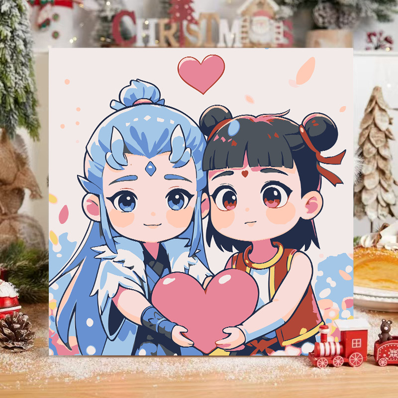 Picture of The child prodigy of Naohai diy digital oil painting manual coloring animation Ao C Naozha oil painting decorative painting