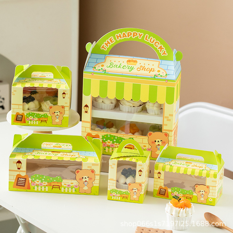 Children's Day Cupcake Packaging Box Portable 1/2/4/6 Muffin Cup Doll Machine Cake Packaging Box