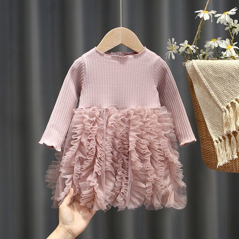 Picture of 2025 summer new children's clothing girls baby dress princess yarn skirt western style puffy stitching cake skirt summer