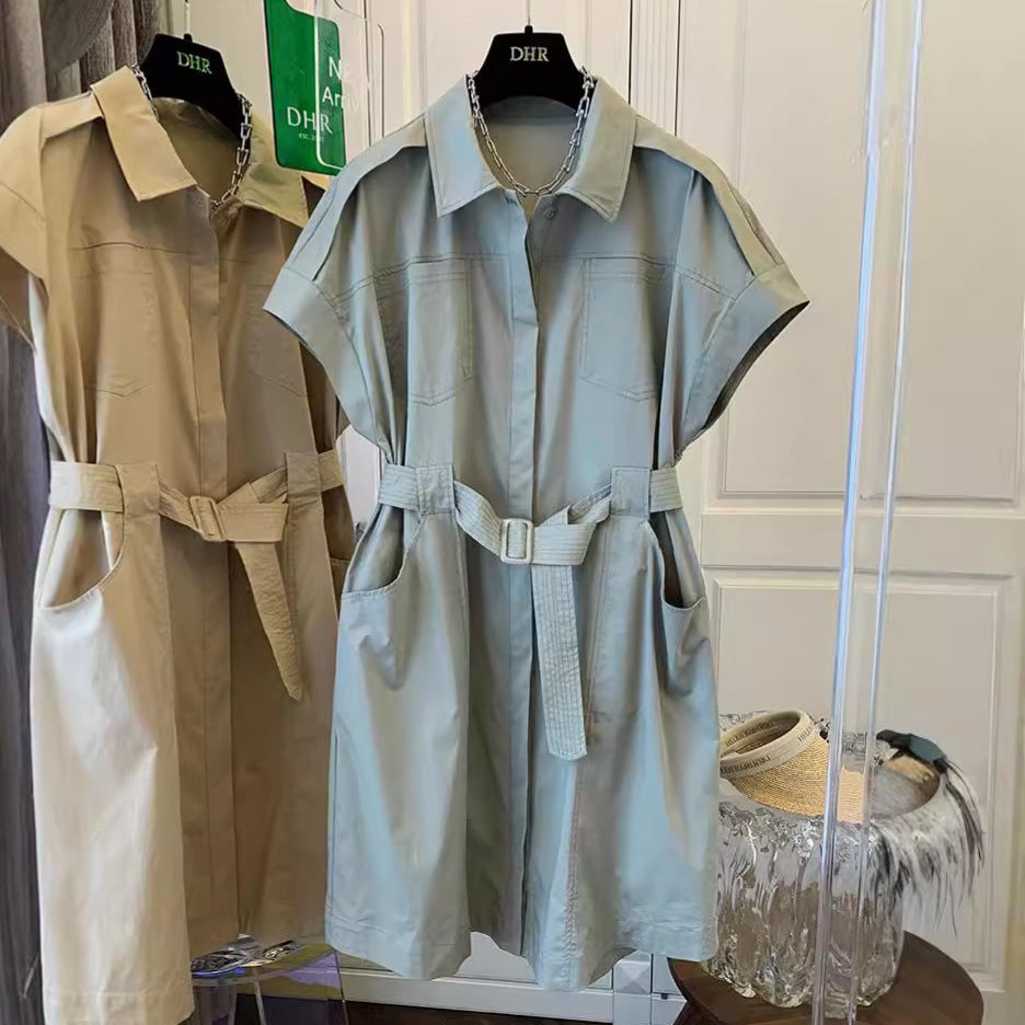 French Style Workwear Belt Splicing Dress for Women Work Clothing Slimming Look Design Niche 2024 Autumn Mid-Length Style