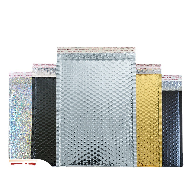 Color aluminized film express bubble envelope bag foam packaging bag waterproof shockproof clothing accessories cross-border packing bag