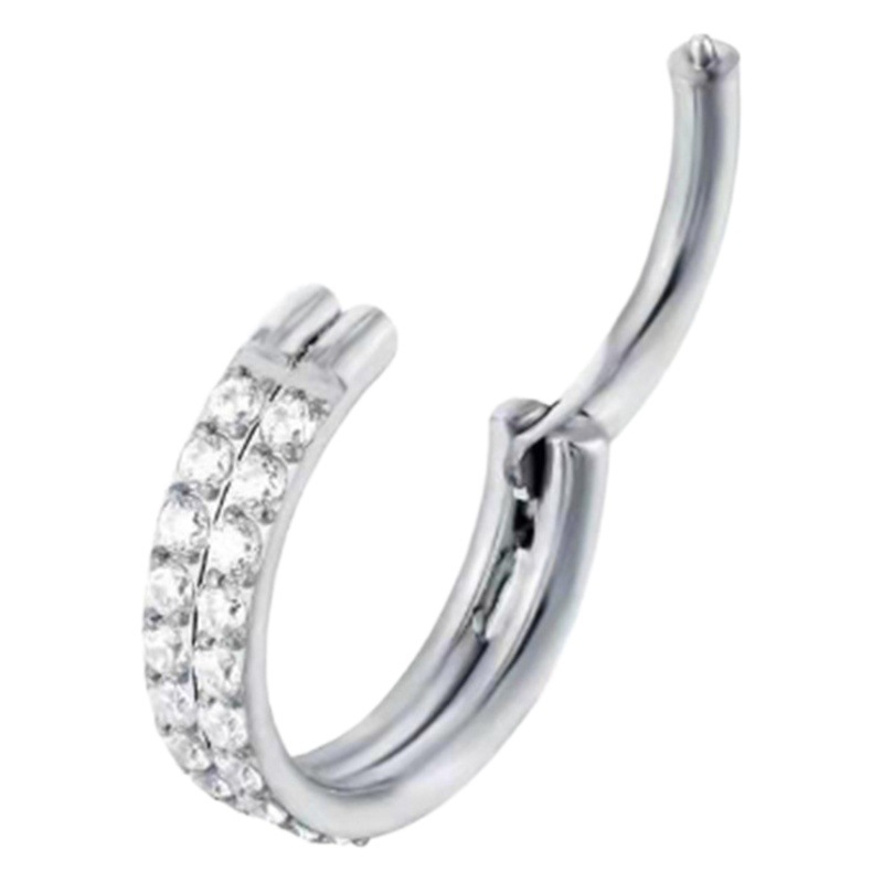 G23 Titanium Nose Ring Double Layer European and American Piercing Earrings Inlaid with Zircon Earrings Multi-Functional Ring Piercing Wholesale Stylish