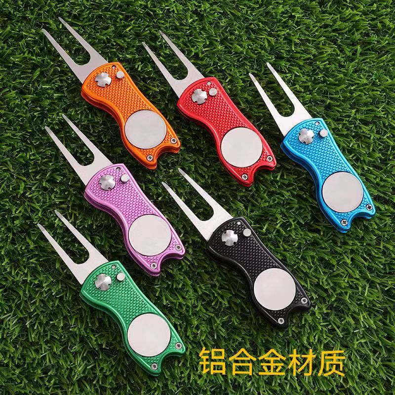 Golf Fruit Ridge fork all steel spring folding aluminum alloy handle ball fork lawn tool course supplies with magnetic suction