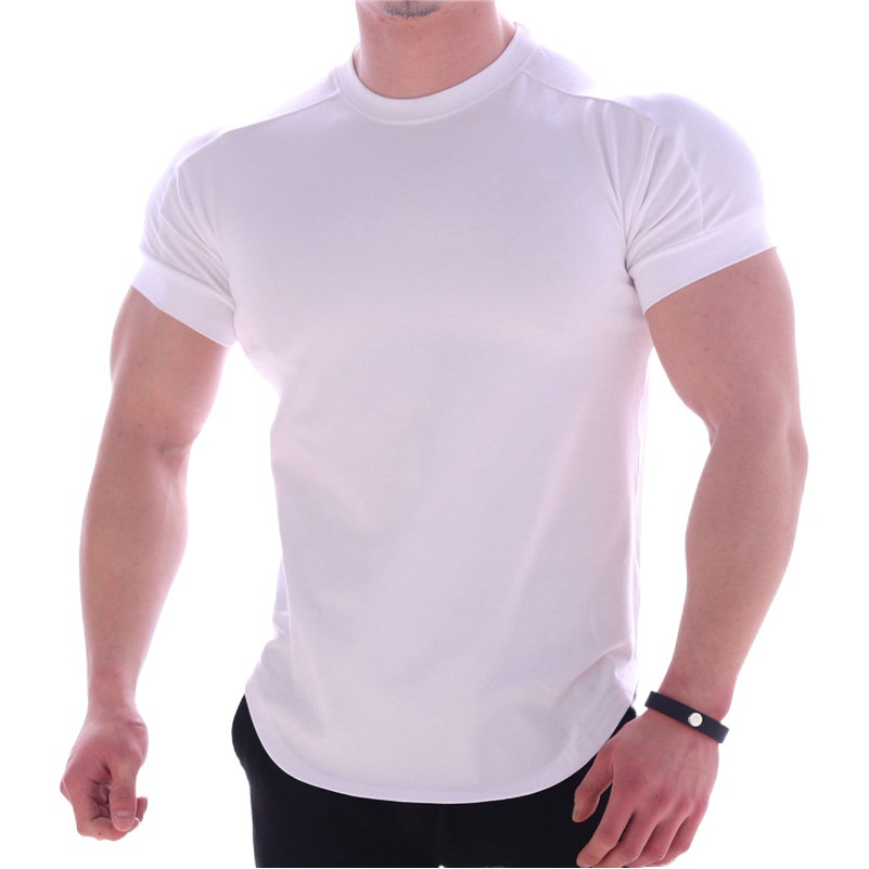 Fitness Trendy Brand Bodysuit Men's Sports T-Shirt Quick-Drying Clothing Summer Running Round Neck Basketball Training Clothing Elastic Short-Sleeved