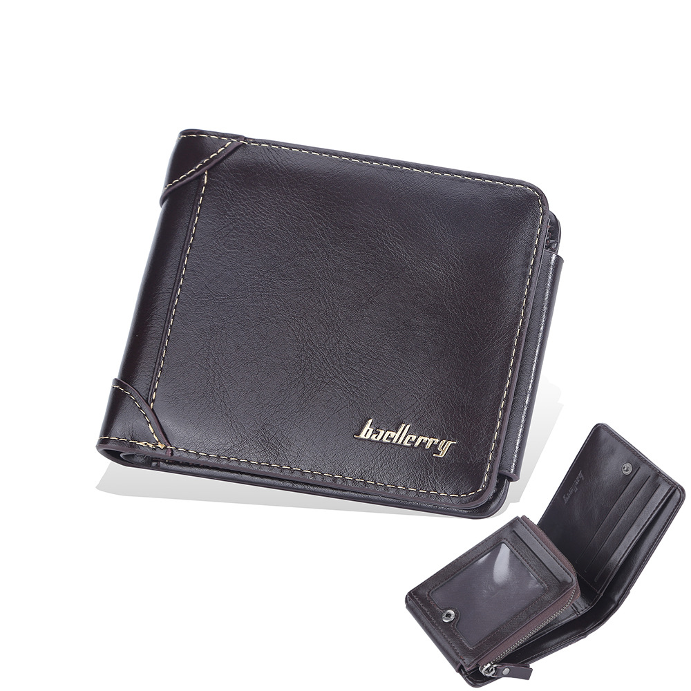 Picture of Wallet Men's Short baellerry European and American Multi-Card Three-Fold Zipper Coin Purse Fashionable Thin Card Bag for Men