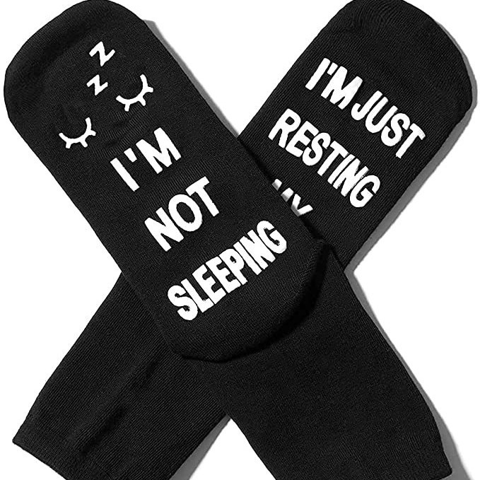 I m Not Sleeping I m Just Resting My Eyes Resting Luminous Letters Men's Cotton Socks