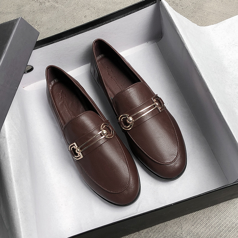 Picture of British Style Retro Small Leather Shoes for Women 2025 New Slip-On Loafers for Women Flats Shoes Large Size 41-43