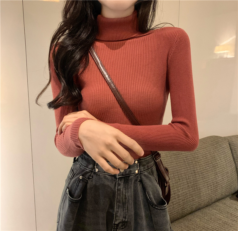 Picture of High Collar Base Shirt Women's Autumn and Winter All-match Sweater Korean Style New Spring and Autumn Slim-fit Long-sleeve Inner Knitted Top