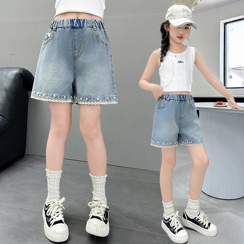 Picture of Girls' Denim Shorts 2025 New Summer Fashion Stylish Trendy Outerwear Thin Pants for Older Children