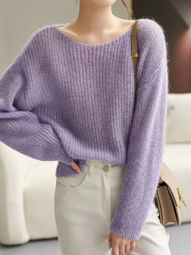 French Soft Waxy Sweater Women's 2024 Spring and Autumn Hollow High-end Loose Lazy Knitted Top
